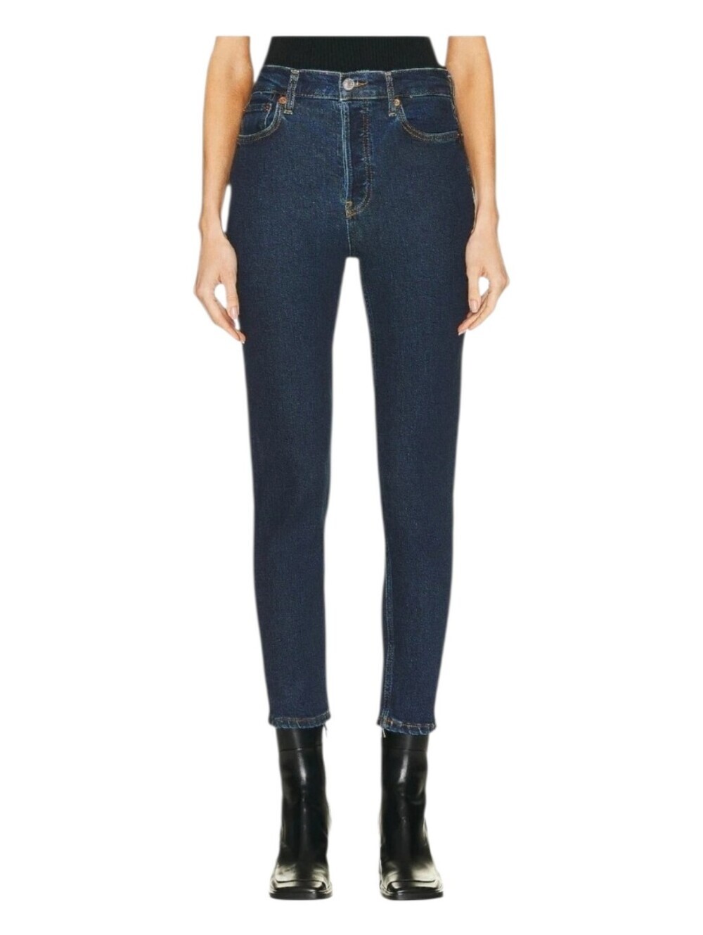 Re/Done Womens Dark Wash High Rise 90s Ankle Crop Denim Jeans Size 27